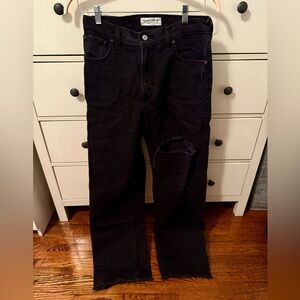 Abercrombie The 90s Relaxed Jean High Rise - Black slit Size 29